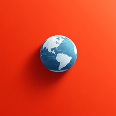 Global minimalist earth on red background