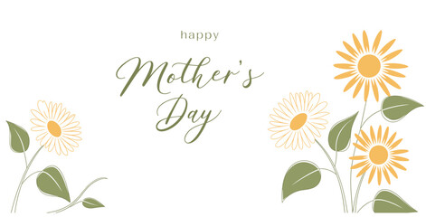 Happy Mother’s Day card – Elegant floral design with yellow daisies. Perfect for greeting cards, digital prints, social media, and heartfelt Mother's Day wishes. Minimalist, modern, and timeless aesth