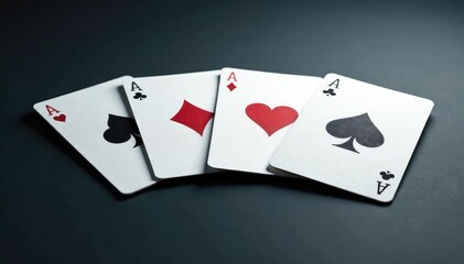 Obraz premium Four aces displayed in a square formation on a surface , aces, game, pattern