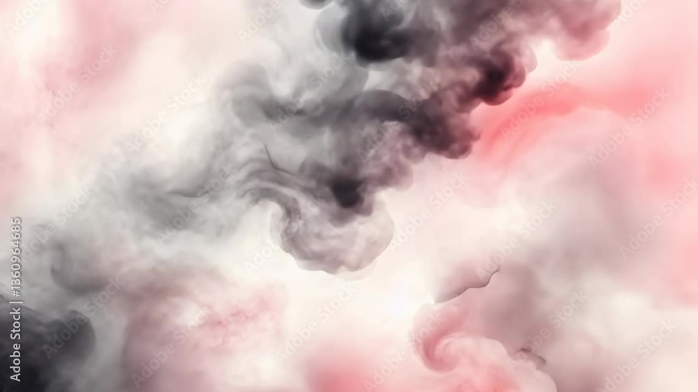 Poster dynamic swirls of black and pink smoke create an abstract design in an ethereal atmosphere