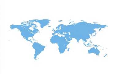 Fototapeta premium World Map in Blue Flat Design for Geography and Travel