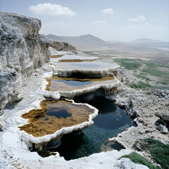 Arid Landscape with Natural Mineral Pools