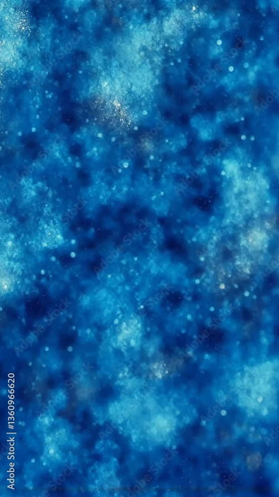 Poster vibrant abstract texture showcasing deep blue hues and luminous particles in a celestial pattern