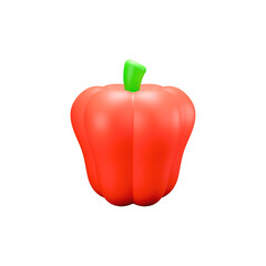 3D Red Bell Pepper Front View