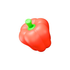 3D Red Pepper Slight Top Angle View