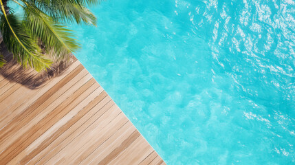 Tropical escape with wooden deck overlooking tranquil overwater pool