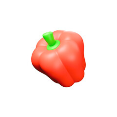 Rotated 3D Red Bell Pepper with Green Top