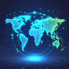 Naklejka premium world map on blue background