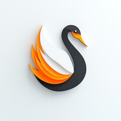 3d swan logo design