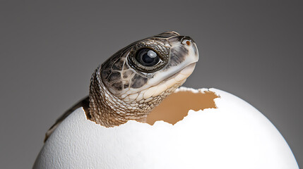 Hatching sea turtle emerging from egg natural habitat wildlife photography close-up perspective birth process