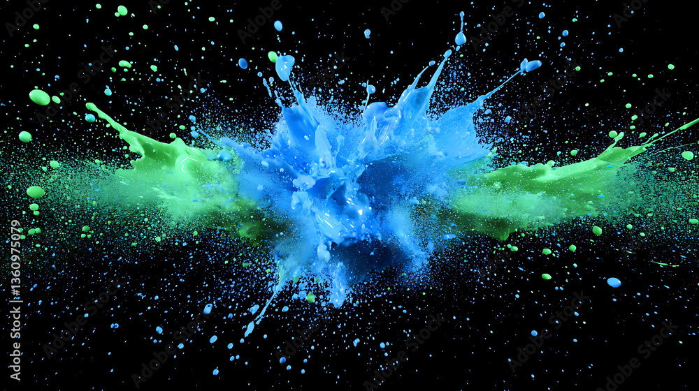 Poster dynamic splash of colorful paint abstract art creative studio dark background high-impact visual con