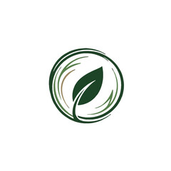 Green Leaf Inside a Circle Logo