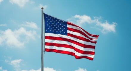 American Flag with Clouds