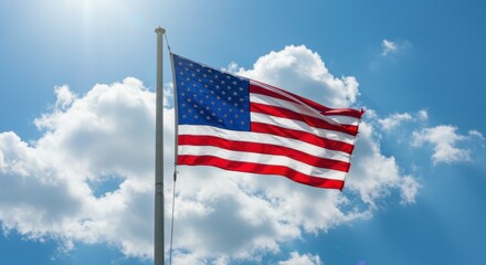 Obraz premium American Flag with White Clouds
