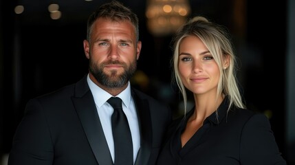 Professional couple in business attire