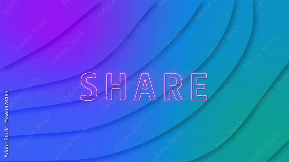 Poster neon style text over colorful gradient wave pattern, creating vibrant animation