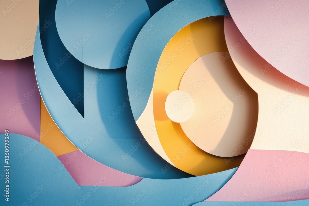 Poster Stylish abstract background with layered geometric shapes featuring soft pastel tones and deep shadows for modern design aesthetics Generative AI