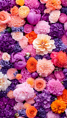 Vibrant floral arrangement, colorful blooms, close-up view
