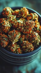 Dried Cannabis Buds in Bowl