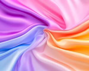Obraz premium Vibrant silk fabric folds in pastel gradient colors. Possible use for fashion, interior design, or textiles