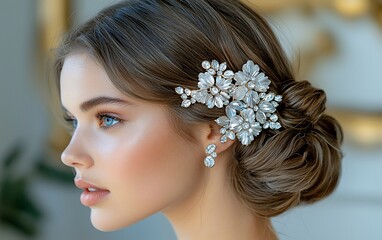 Elegant Bride with Beaded Hairpiece