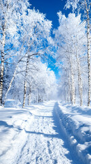 Obraz premium Winter wonderland snow-covered forest path