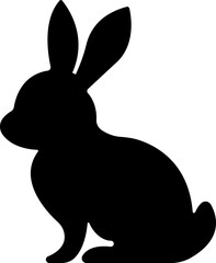 Hare rabbit bunny silhouette black icon in flat. sign symbol isolated on transparent background.