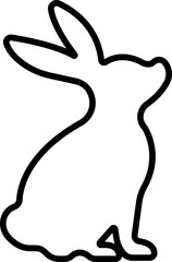 Hare rabbit bunny silhouette black icon in line. sign symbol isolated on transparent background.