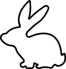 Hare rabbit bunny silhouette black icon in line. sign symbol isolated on transparent background.