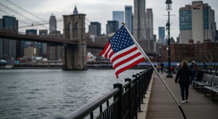 American Flag with NYC View