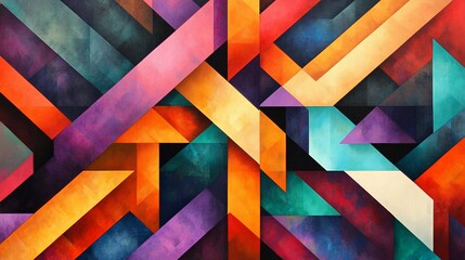 Dynamic Interplay: An Abstract Composition of Geometric Shapes and Vibrant Colors
