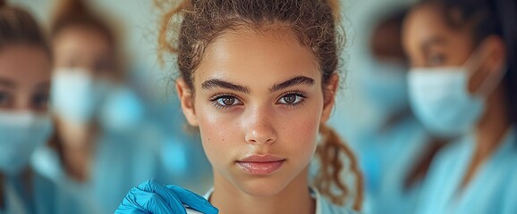Focused Young Woman in Medical Setting