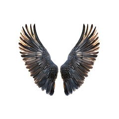 Obraz premium Pair of Majestic Black and Gold Wings against transparent background