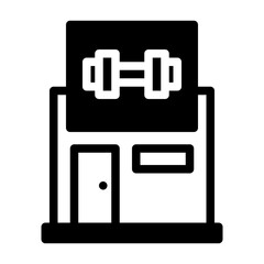 fitness building. This is a vector single icon with a semi solid style. perfect for any purpose, such as website design, mobile app design, logo design, pattern design, etc.