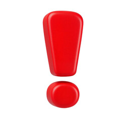A bold red exclamation point, a vibrant symbol of urgent attention, demands immediate notice against a stark white background.