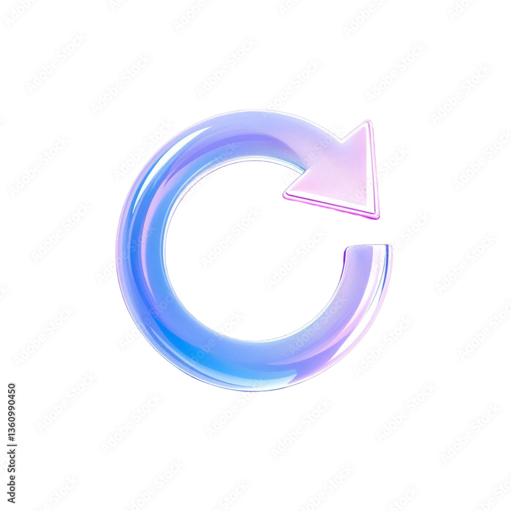 Poster a vibrant iridescent circular arrow symbolizing continuous renewal and endless possibilities with a 
