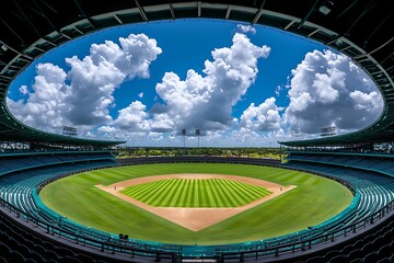 Stadium View, Sunny Day, Baseball Field