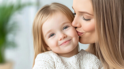 Mother embracing her non verbal child with affection and care in a cozy setting