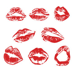 Print of red lips. Vector illustration on a white background. EPS
