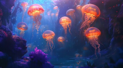 A Mesmerizing Bloom of Jellyfish Illuminating the Deep Sea Realm
