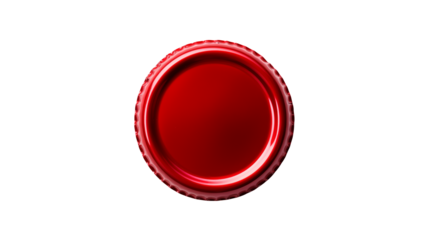 A single red bottle cap isolated against a black background
