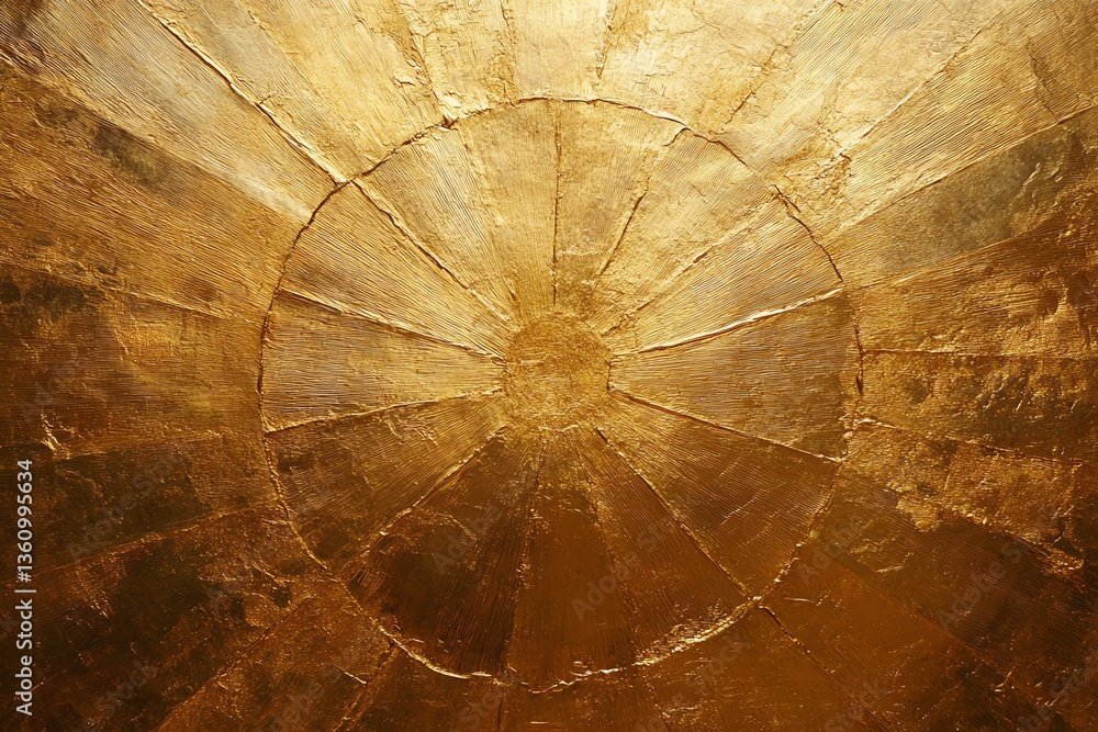 Aufkleber golden radial pattern texture with distressed surface and circular design
