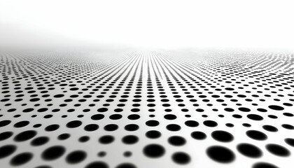Abstract Dotted pattern fades into horizon, black circles on white ground