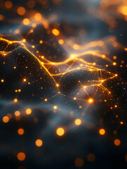 Abstract network of glowing dots and lines creates a digital, connected background