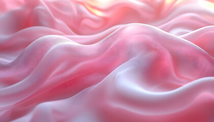 Fototapeta premium Abstract pink fabric surface with flowing waves and soft light