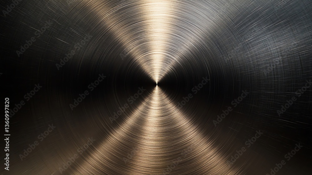 Poster circular metal pattern with brushed texture and light reflection