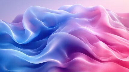Fototapeta premium Soft Colorful Waves of Silk Blending Pink and Blue Hues Abstract