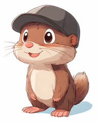 Adorable cartoon gopher with cap
