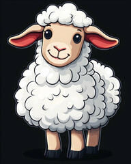 Adorable cartoon sheep with fluffy white wool and cute smile