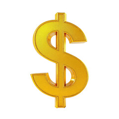 A gleaming golden dollar sign symbolizes wealth and prosperity, a powerful 3D model against a clean white background.